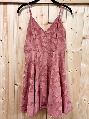 Pink Jacquard Floral Skater Mini Dress, Small, Coquette Soft Girl Barbie